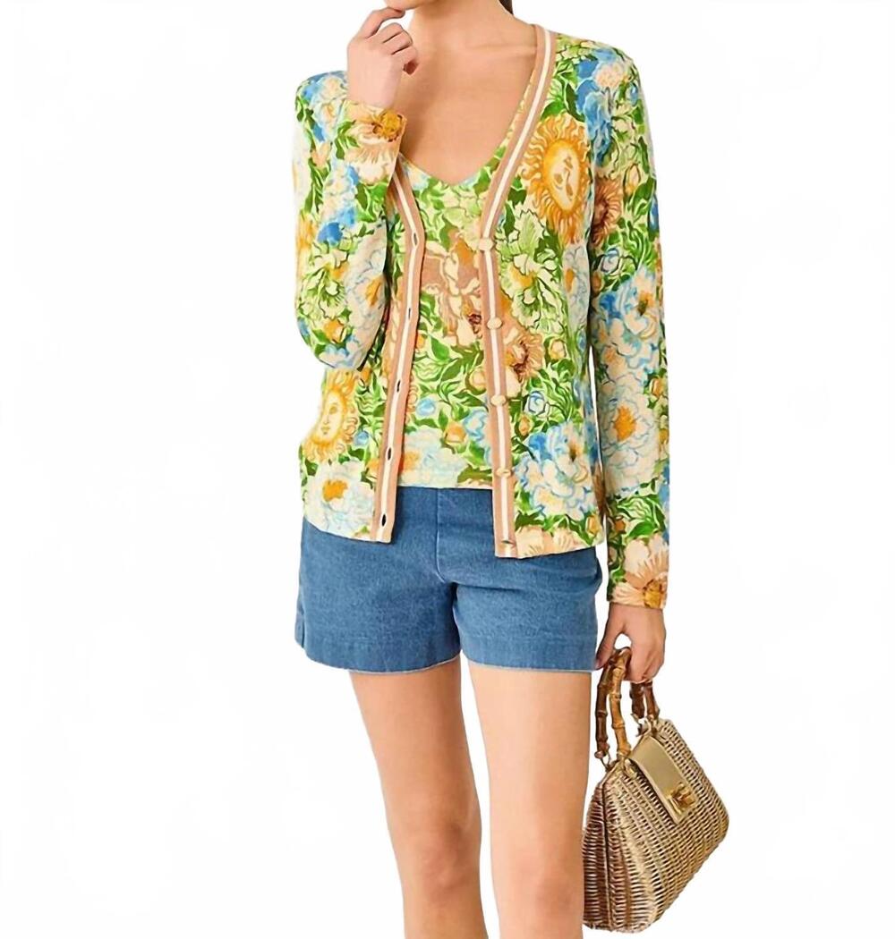 NEW LILLY PULITZER pollyanne striped cardigan in rutabaga sympeony